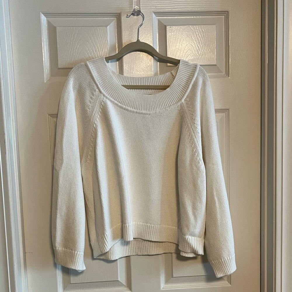 NWT J. Crew White 100% Cotton Relaxed Fit Sweater